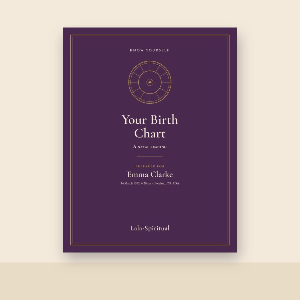 Sample cover printed with the name and birth details