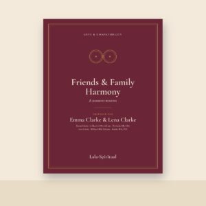Sample cover printed with the name and birth details